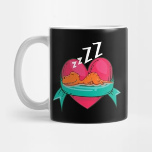 Valentines Day Heart T Rex Kids Tee, Cute Dinosaur Sleeping Mug